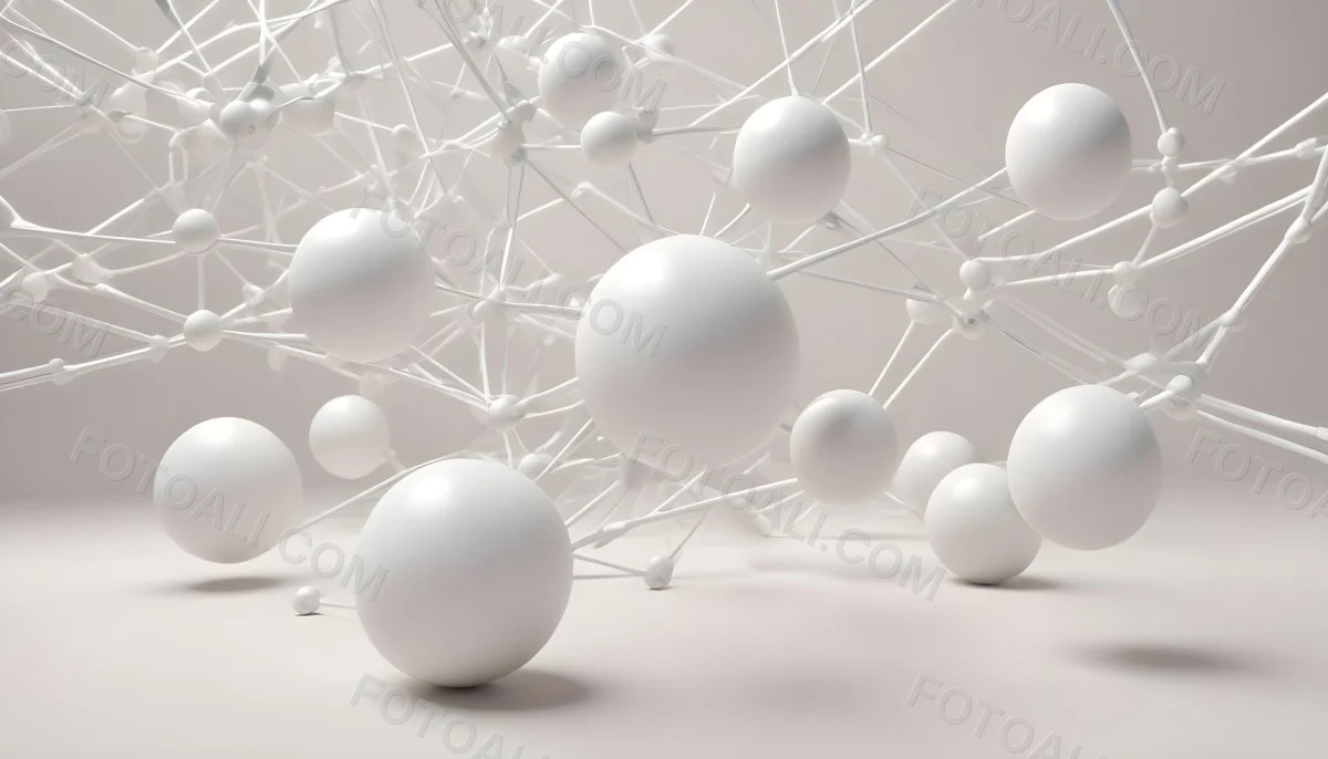 White Molecular Structure With Interconnected Spheres Minimalist Design Clean And Bright Aesthetic Scientific Visualization Abstract Representation Soft Lighting And A Blurred Background 24 58f2