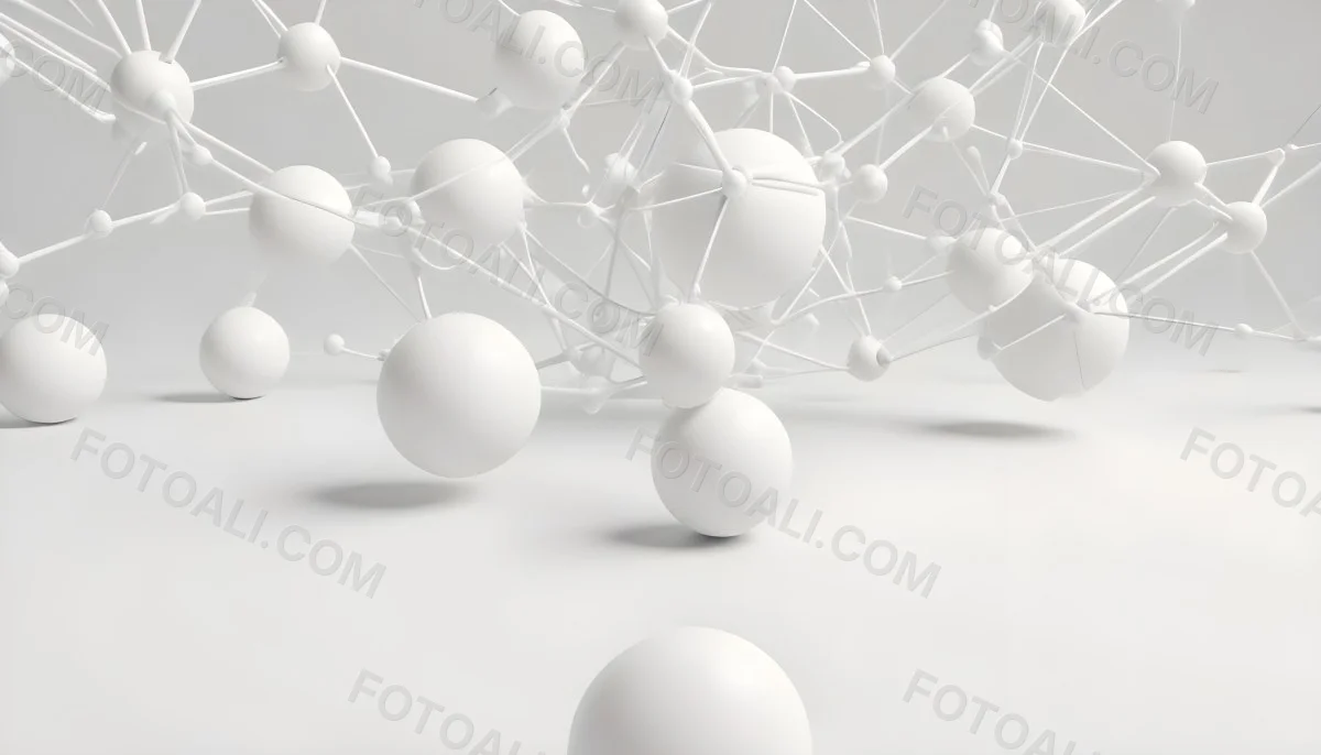White Molecular Structure With Interconnected Spheres Minimalist Design Clean And Bright Aesthetic Scientific Visualization Abstract Representation Soft Lighting And A Blurred Background 27 5b9d