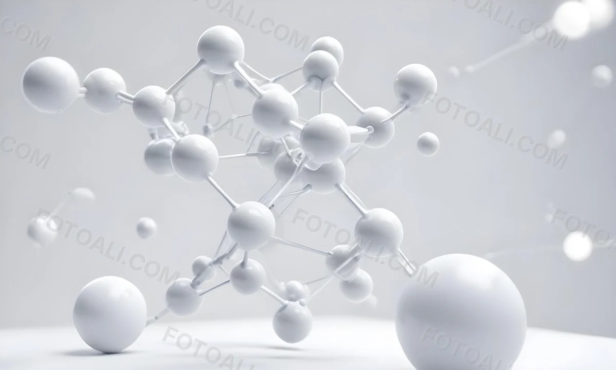 White Molecular Structure With Interconnected Spheres Minimalist Design Clean And Bright Aesthetic Scientific Visualization Abstract Representation Soft Lighting And A Blurred Background 28 345f