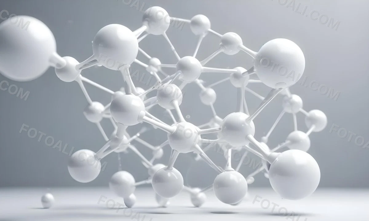 White Molecular Structure With Interconnected Spheres Minimalist Design Clean And Bright Aesthetic Scientific Visualization Abstract Representation Soft Lighting And A Blurred Background 8 Cd12