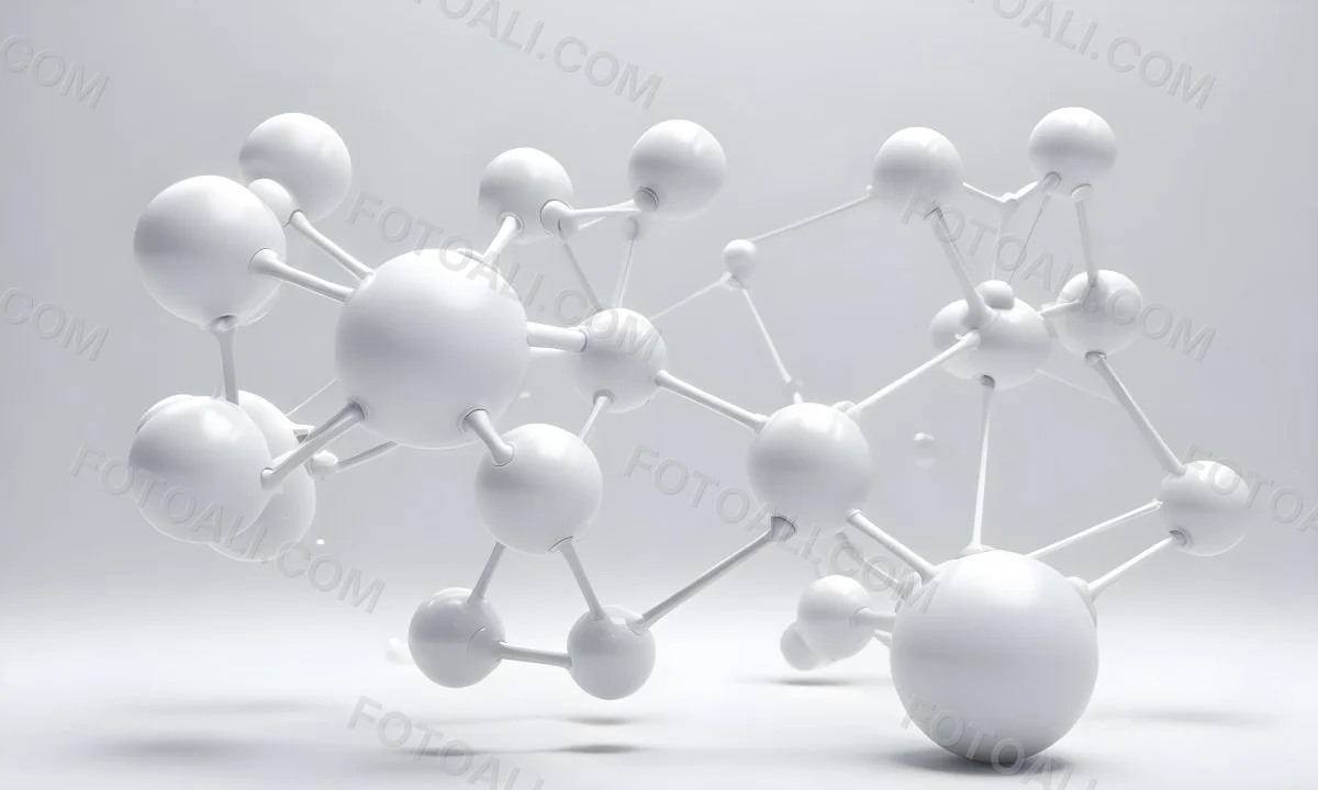 White Molecular Structure With Interconnected Spheres Minimalist Design Clean And Bright Aesthetic Scientific Visualization Abstract Representation Soft Lighting And A Blurred Background 9 0337