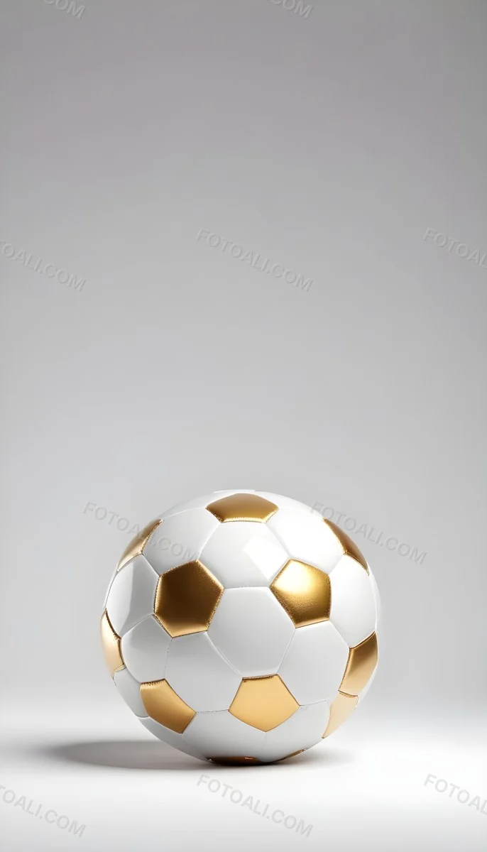 White Soccer Ball With Golden Pentagons Shiny Studio Shot Centered Isolated On White Background 1 1bc7