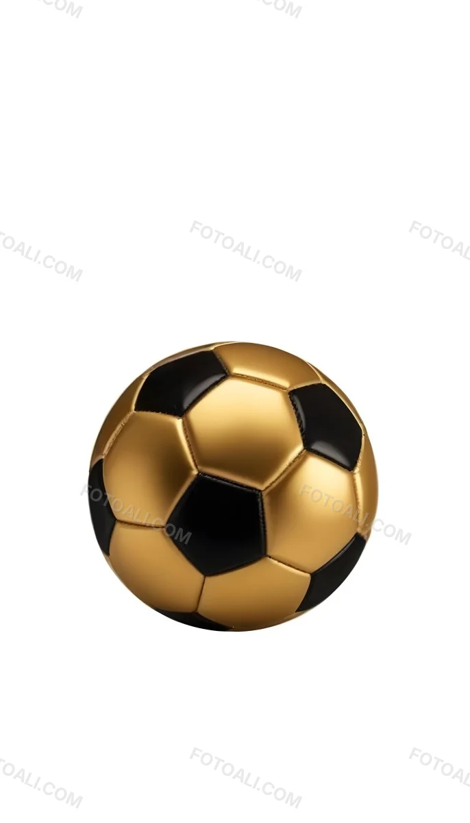 White Soccer Ball With Golden Pentagons Shiny Studio Shot Centered Isolated On White Background 13 73dd