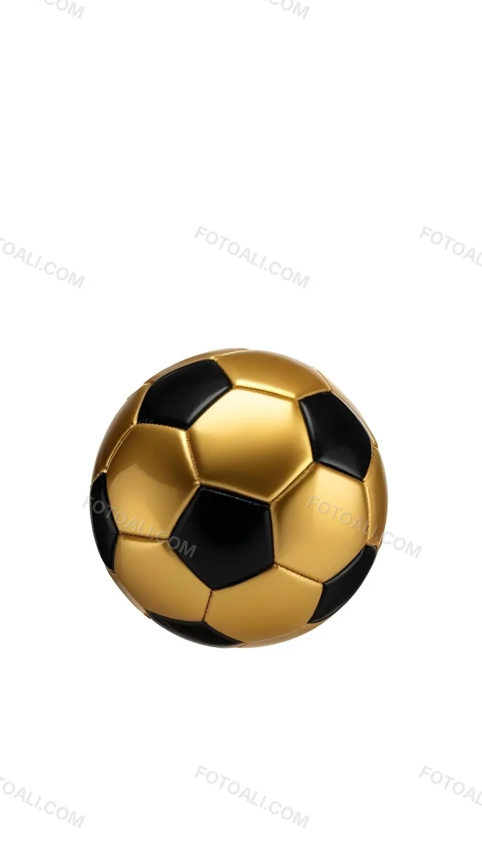 White Soccer Ball With Golden Pentagons Shiny Studio Shot Centered Isolated On White Background 15 A8a1