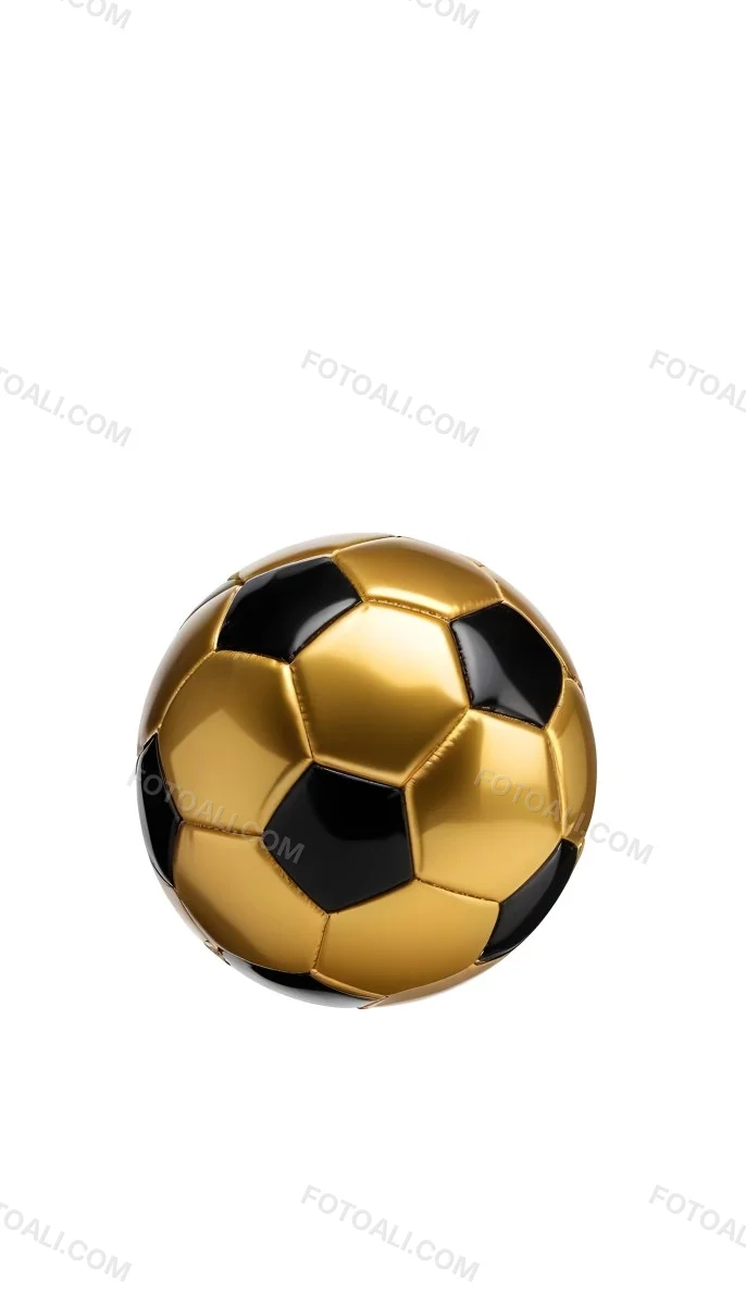 White Soccer Ball With Golden Pentagons Shiny Studio Shot Centered Isolated On White Background 18 749d