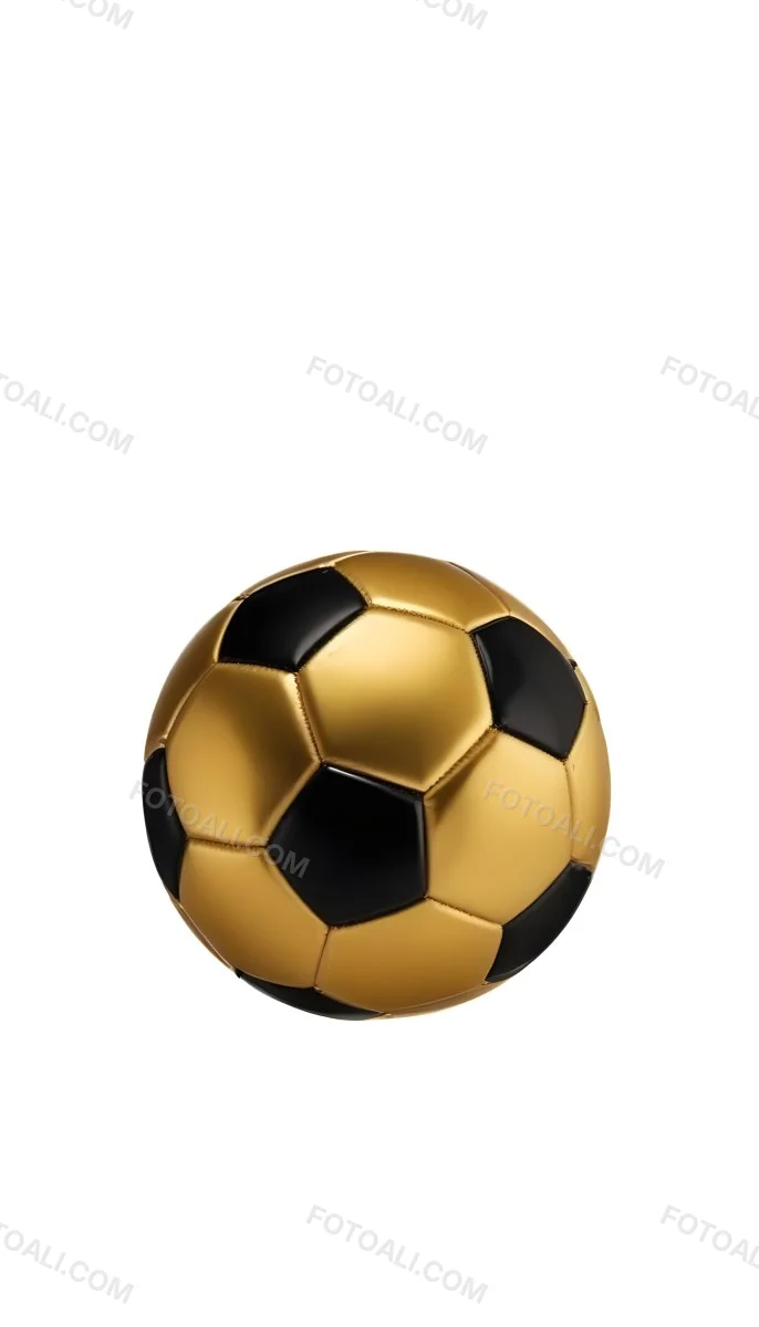 White Soccer Ball With Golden Pentagons Shiny Studio Shot Centered Isolated On White Background 19 1ee3