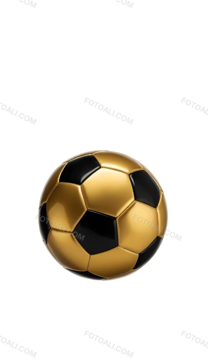 White Soccer Ball With Golden Pentagons Shiny Studio Shot Centered Isolated On White Background 2 D6b3