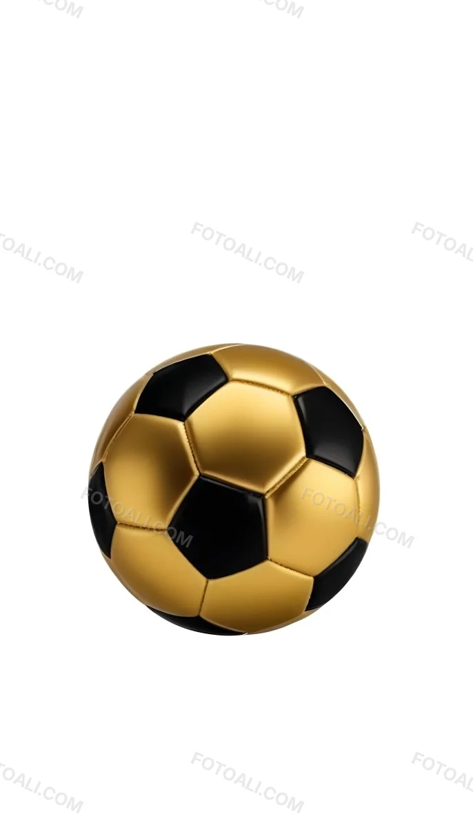 White Soccer Ball With Golden Pentagons Shiny Studio Shot Centered Isolated On White Background 4 3116