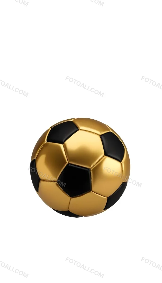 White Soccer Ball With Golden Pentagons Shiny Studio Shot Centered Isolated On White Background 9 F2d7