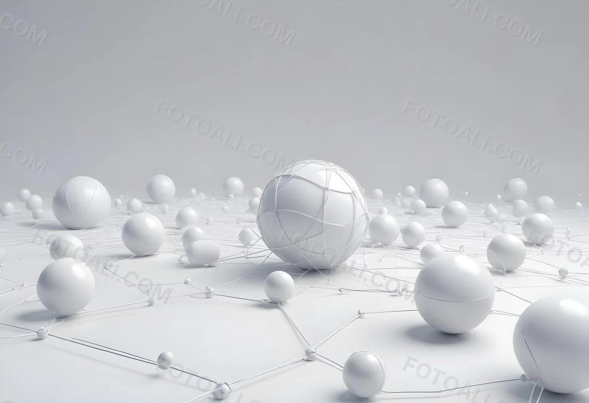 White Spheres Connected By Thin Lines Forming A Network Creating A Sense Of Interconnectedness Against A Soft Gradient Background Minimalist Design 13 Db8a