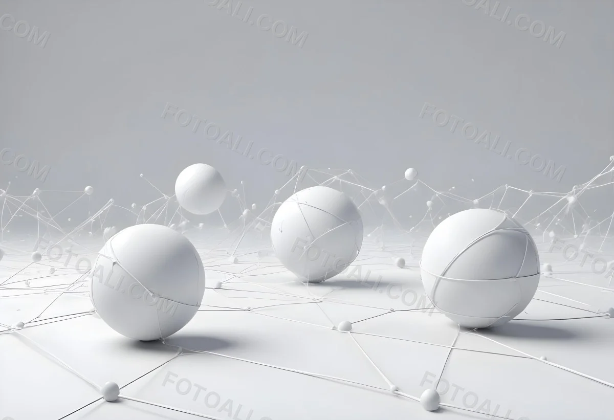 White Spheres Connected By Thin Lines Forming A Network Creating A Sense Of Interconnectedness Against A Soft Gradient Background Minimalist Design 15 E98f
