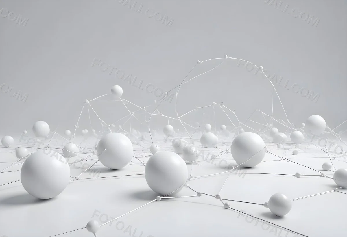 White Spheres Connected By Thin Lines Forming A Network Creating A Sense Of Interconnectedness Against A Soft Gradient Background Minimalist Design 16 B20c