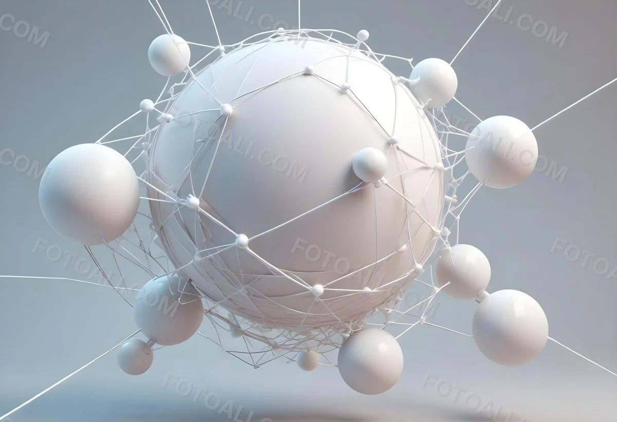 White Spheres Connected By Thin Lines Forming A Network Creating A Sense Of Interconnectedness Against A Soft Gradient Background Minimalist Design 19 5348