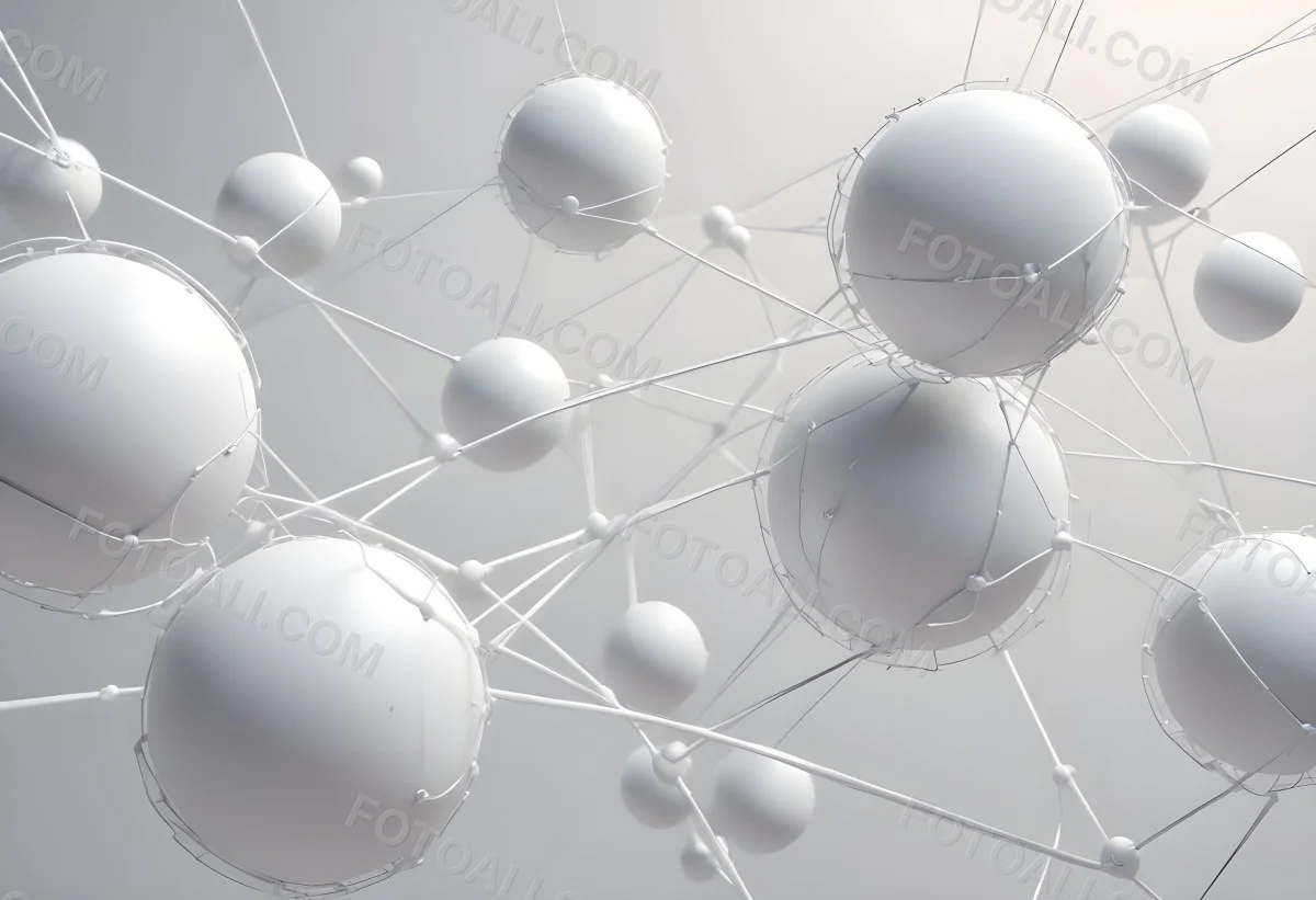 White Spheres Connected By Thin Lines Forming A Network Creating A Sense Of Interconnectedness Against A Soft Gradient Background Minimalist Design 20 954a