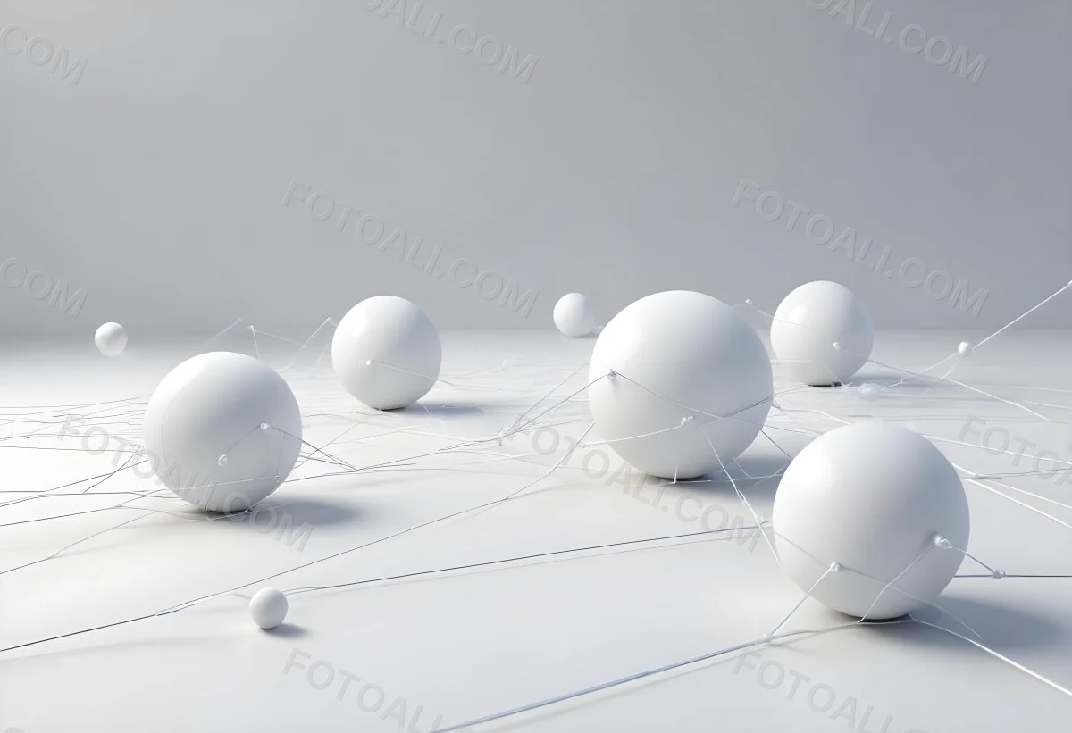 White Spheres Connected By Thin Lines Forming A Network Creating A Sense Of Interconnectedness Against A Soft Gradient Background Minimalist Design 21 21d4