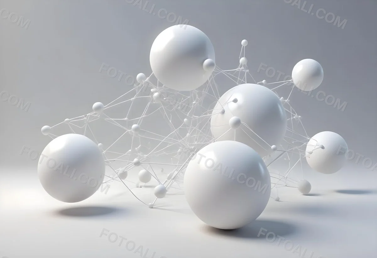 White Spheres Connected By Thin Lines Forming A Network Creating A Sense Of Interconnectedness Against A Soft Gradient Background Minimalist Design 22 7022