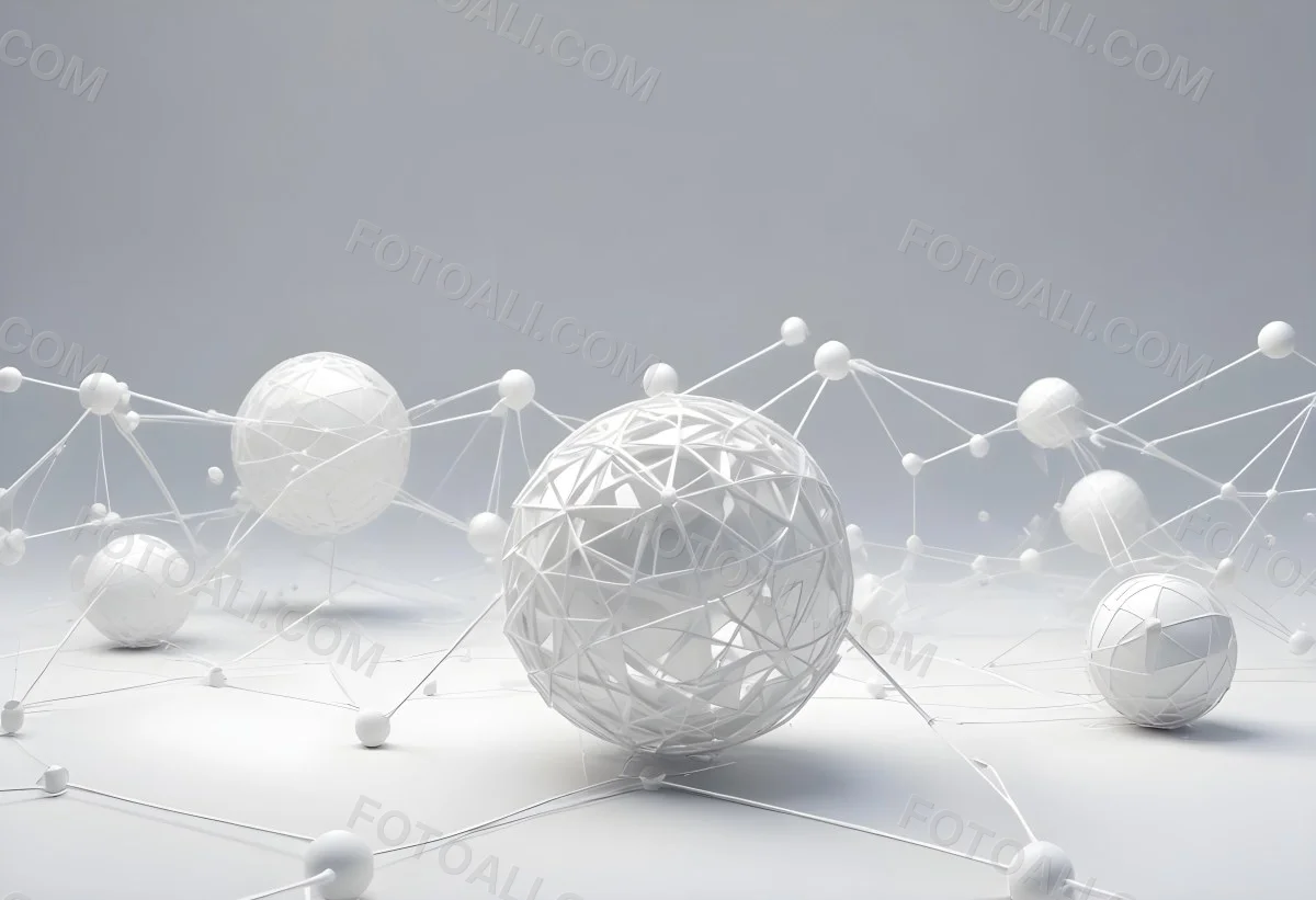 White Spheres Connected By Thin Lines Forming A Network Creating A Sense Of Interconnectedness Against A Soft Gradient Background Minimalist Design 30 B817
