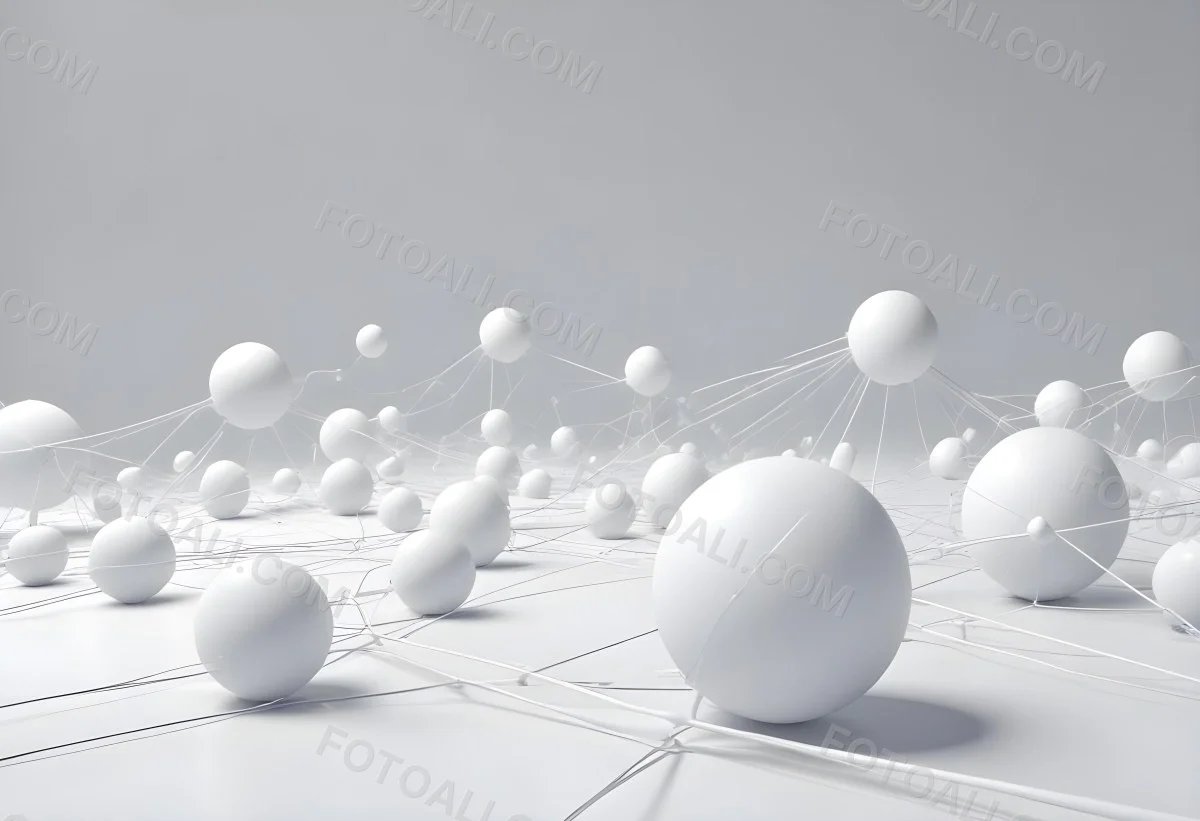 White Spheres Connected By Thin Lines Forming A Network Creating A Sense Of Interconnectedness Against A Soft Gradient Background Minimalist Design 4 9a51