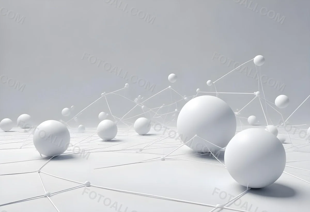 White Spheres Connected By Thin Lines Forming A Network Creating A Sense Of Interconnectedness Against A Soft Gradient Background Minimalist Design 5 899d
