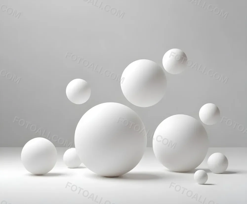 White Spheres Floating In A Minimalist Abstract Composition 2 B08d