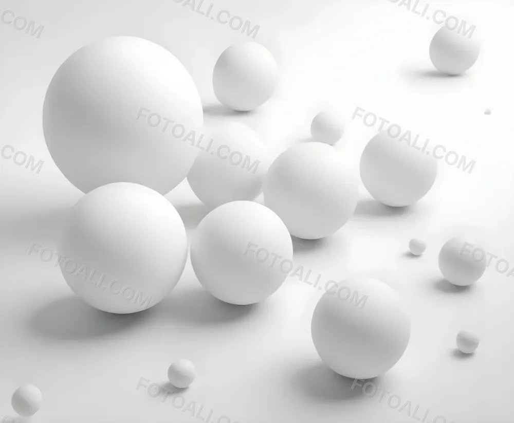 White Spheres Floating In A Minimalist Abstract Composition 3 F4ea