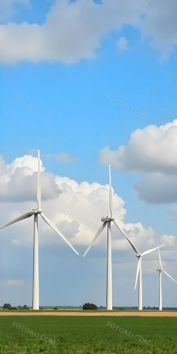 Wind Turbines With White Tips Under A Red Sky With White Clouds Generating Clean Energy In A Rural Environment 6 9c82