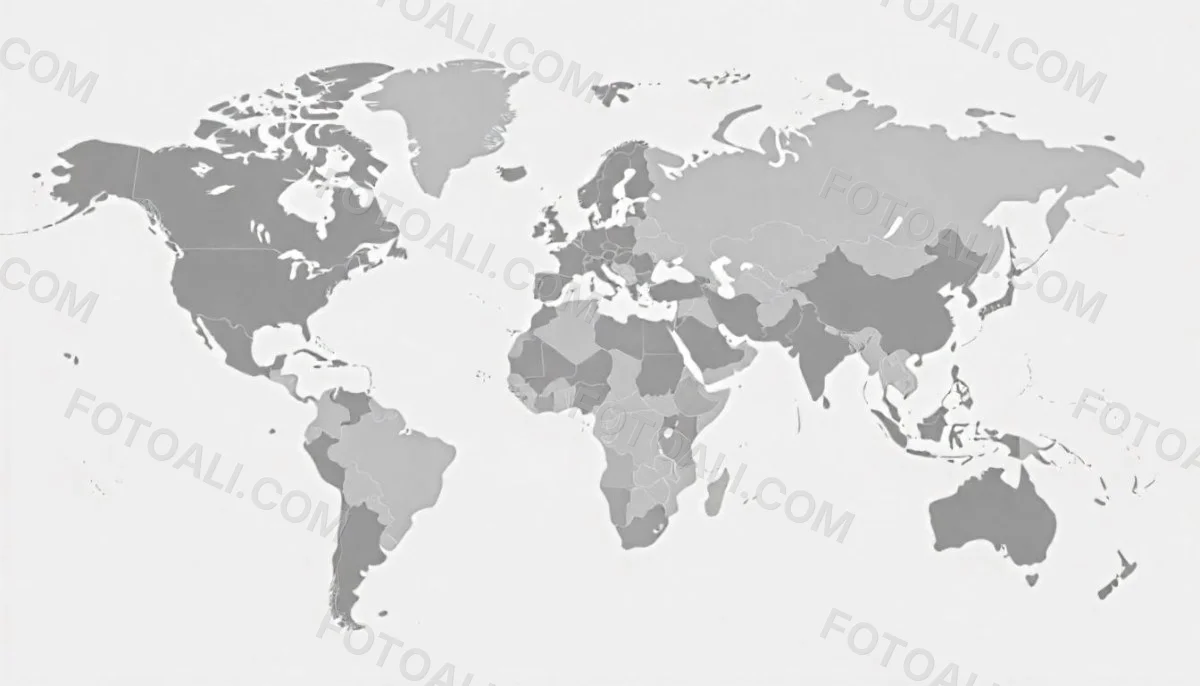 World Map With Countries In Different Shades Of Gray The Background Is Gray The Map Is Centered And The Countries Are Well Defined 2 2952