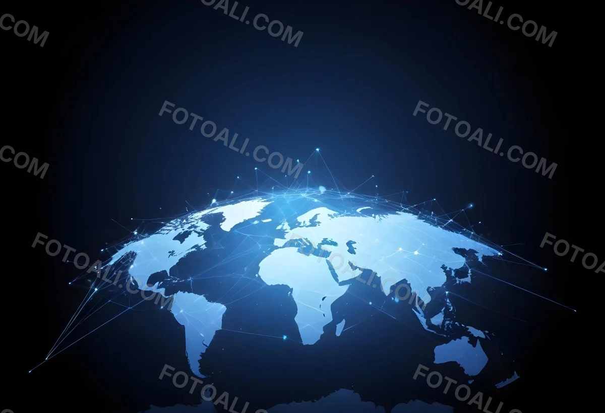 World Map With Interconnected Dots And Lines Representing Global Network Communication And Technology Set Against A Dark Blue Background Modern And Futuristic Design 11 2d6c
