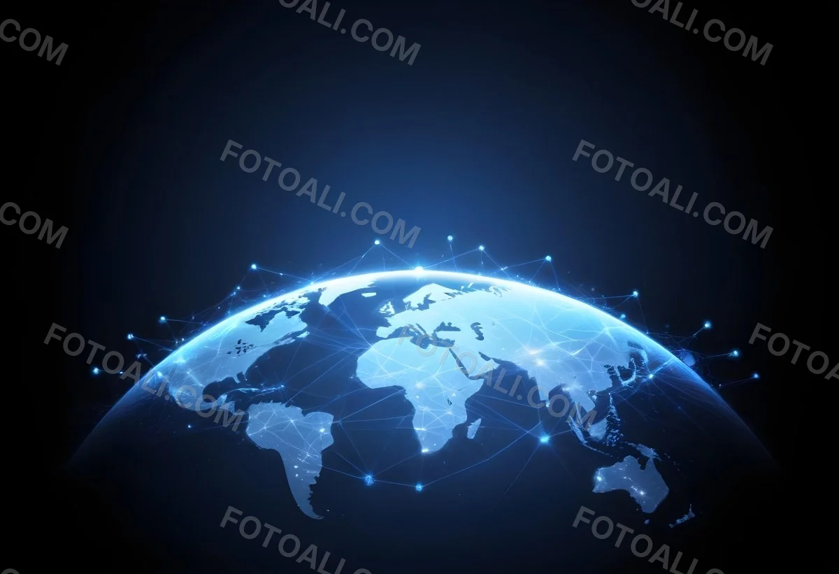 World Map With Interconnected Dots And Lines Representing Global Network Communication And Technology Set Against A Dark Blue Background Modern And Futuristic Design 17 0f56