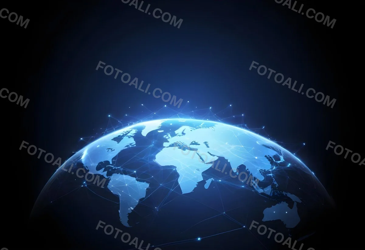 World Map With Interconnected Dots And Lines Representing Global Network Communication And Technology Set Against A Dark Blue Background Modern And Futuristic Design 18 B7a5