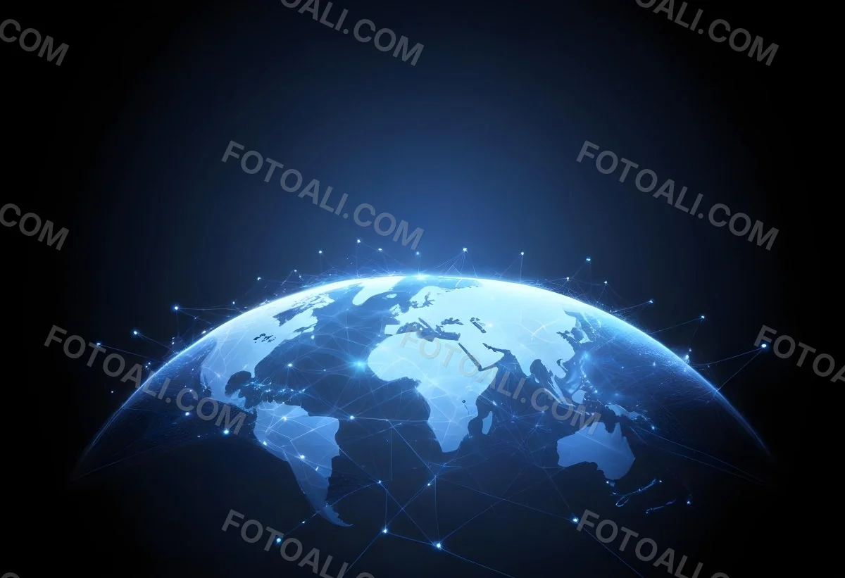 World Map With Interconnected Dots And Lines Representing Global Network Communication And Technology Set Against A Dark Blue Background Modern And Futuristic Design 20 73e9