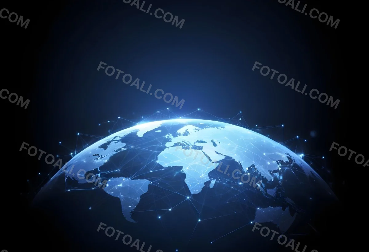 World Map With Interconnected Dots And Lines Representing Global Network Communication And Technology Set Against A Dark Blue Background Modern And Futuristic Design 21 6a9d