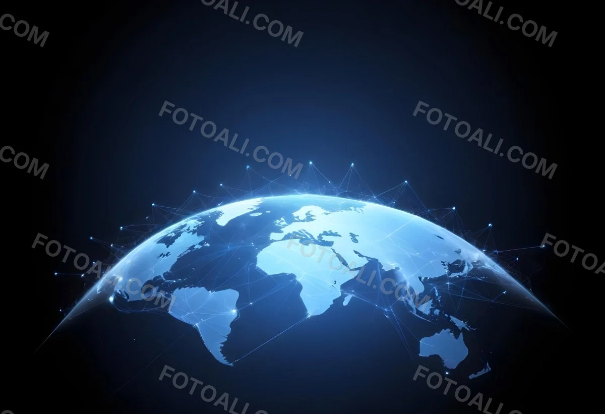 World Map With Interconnected Dots And Lines Representing Global Network Communication And Technology Set Against A Dark Blue Background Modern And Futuristic Design 23 20f8