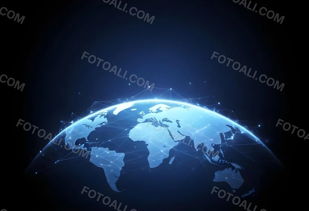 World Map With Interconnected Dots And Lines Representing Global Network Communication And Technology Set Against A Dark Blue Background Modern And Futuristic Design 25 5a94