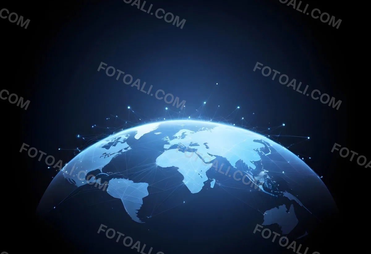 World Map With Interconnected Dots And Lines Representing Global Network Communication And Technology Set Against A Dark Blue Background Modern And Futuristic Design 27 0eb3