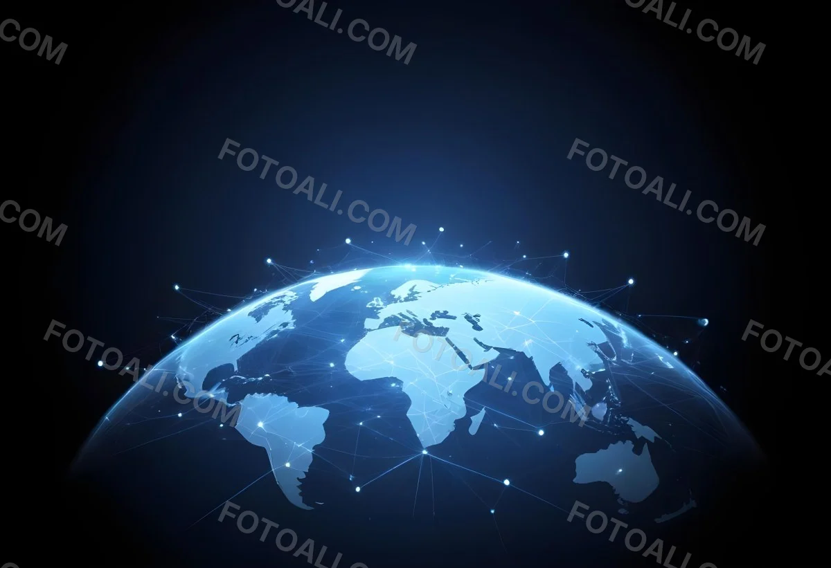 World Map With Interconnected Dots And Lines Representing Global Network Communication And Technology Set Against A Dark Blue Background Modern And Futuristic Design 29 Fa7d