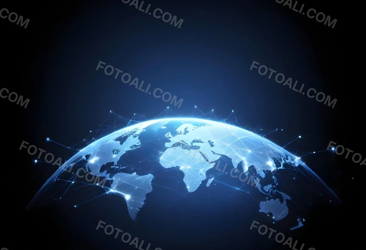 World Map With Interconnected Dots And Lines Representing Global Network Communication And Technology Set Against A Dark Blue Background Modern And Futuristic Design 3 7027