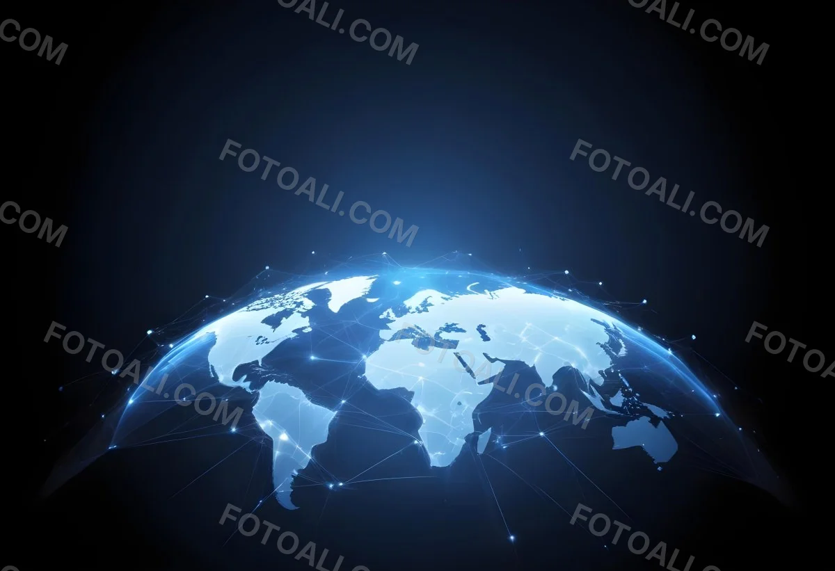 World Map With Interconnected Dots And Lines Representing Global Network Communication And Technology Set Against A Dark Blue Background Modern And Futuristic Design 31 3e1b