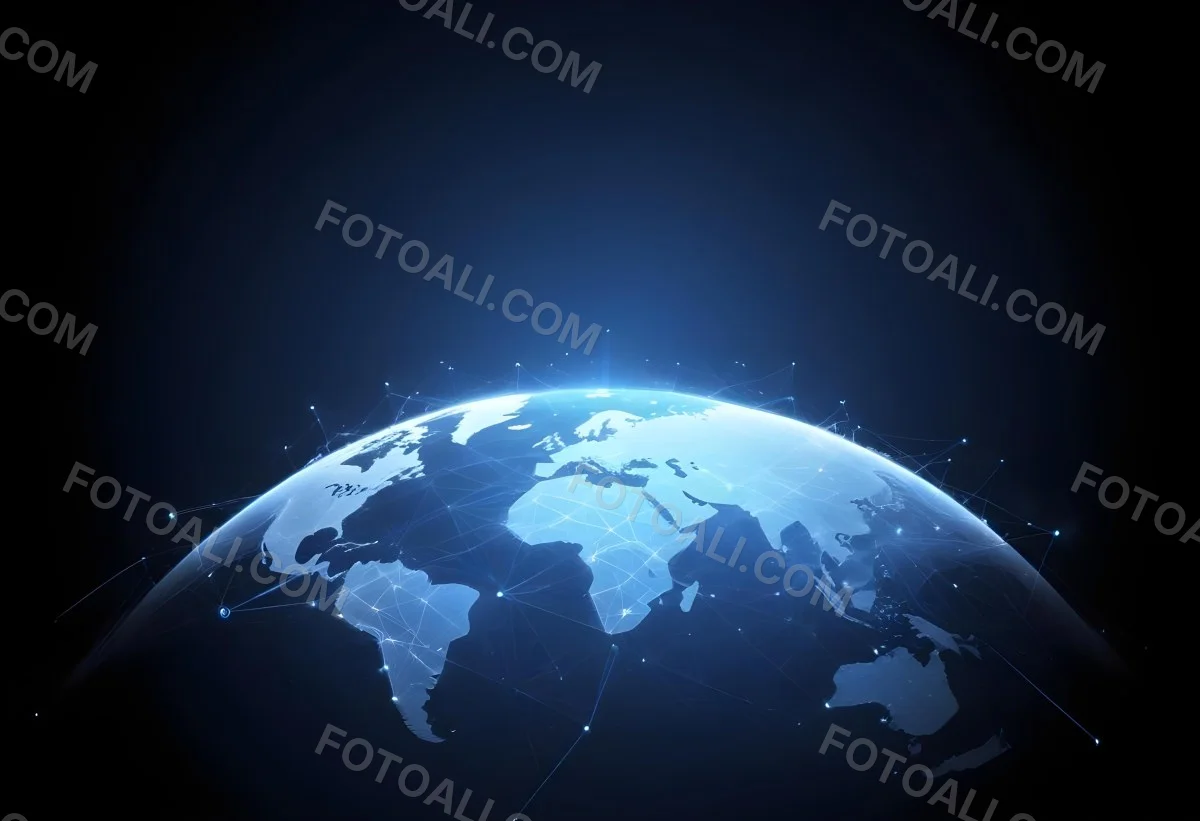 World Map With Interconnected Dots And Lines Representing Global Network Communication And Technology Set Against A Dark Blue Background Modern And Futuristic Design 4 18f0