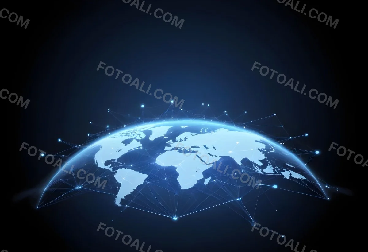 World Map With Interconnected Dots And Lines Representing Global Network Communication And Technology Set Against A Dark Blue Background Modern And Futuristic Design 6 Eaad