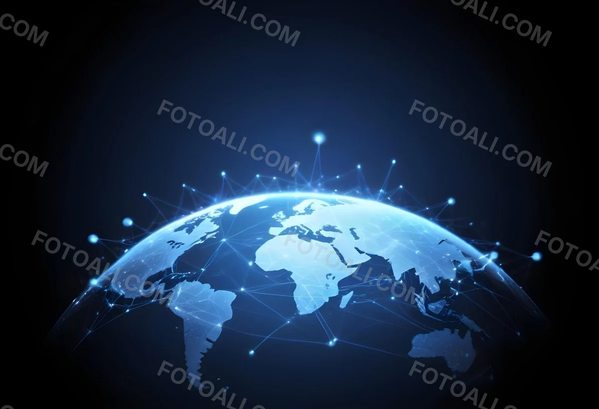 World Map With Interconnected Dots And Lines Representing Global Network Communication And Technology Set Against A Dark Blue Background Modern And Futuristic Design 8 181b