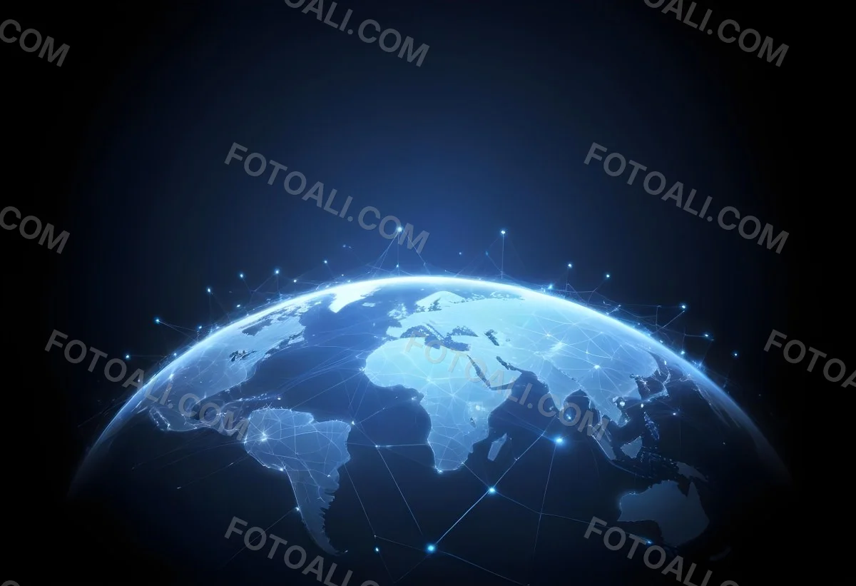 World Map With Interconnected Dots And Lines Representing Global Network Communication And Technology Set Against A Dark Blue Background Modern And Futuristic Design 9 201d