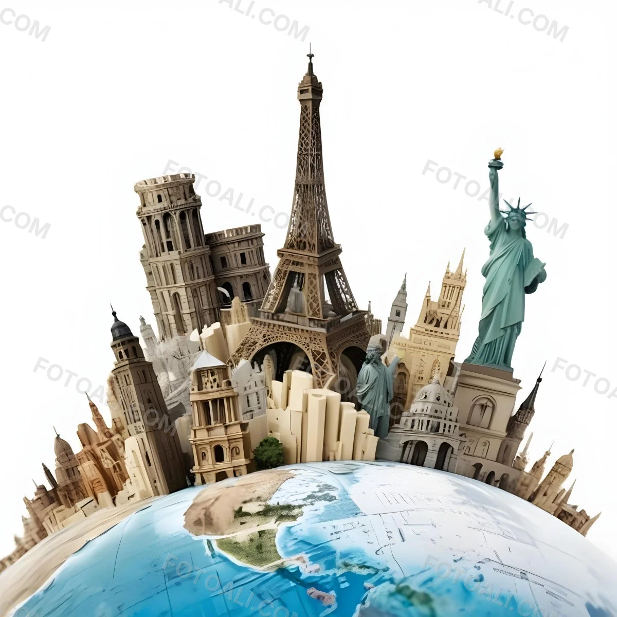 World Monuments On Top Of A World Globe 10 4af6