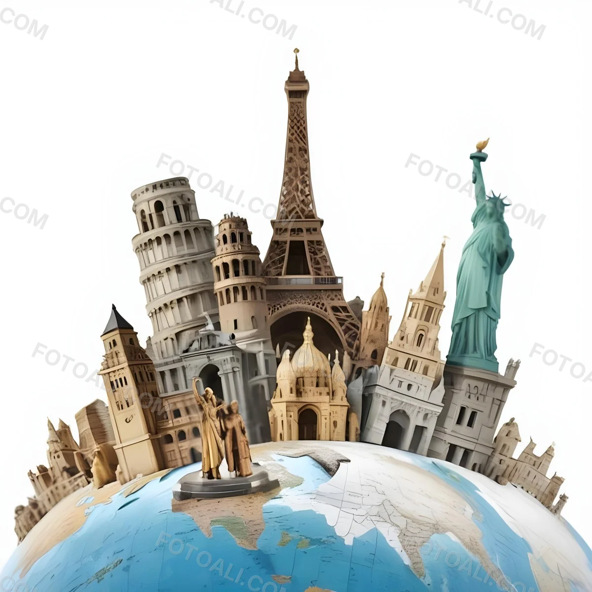 World Monuments On Top Of A World Globe 2 17a0