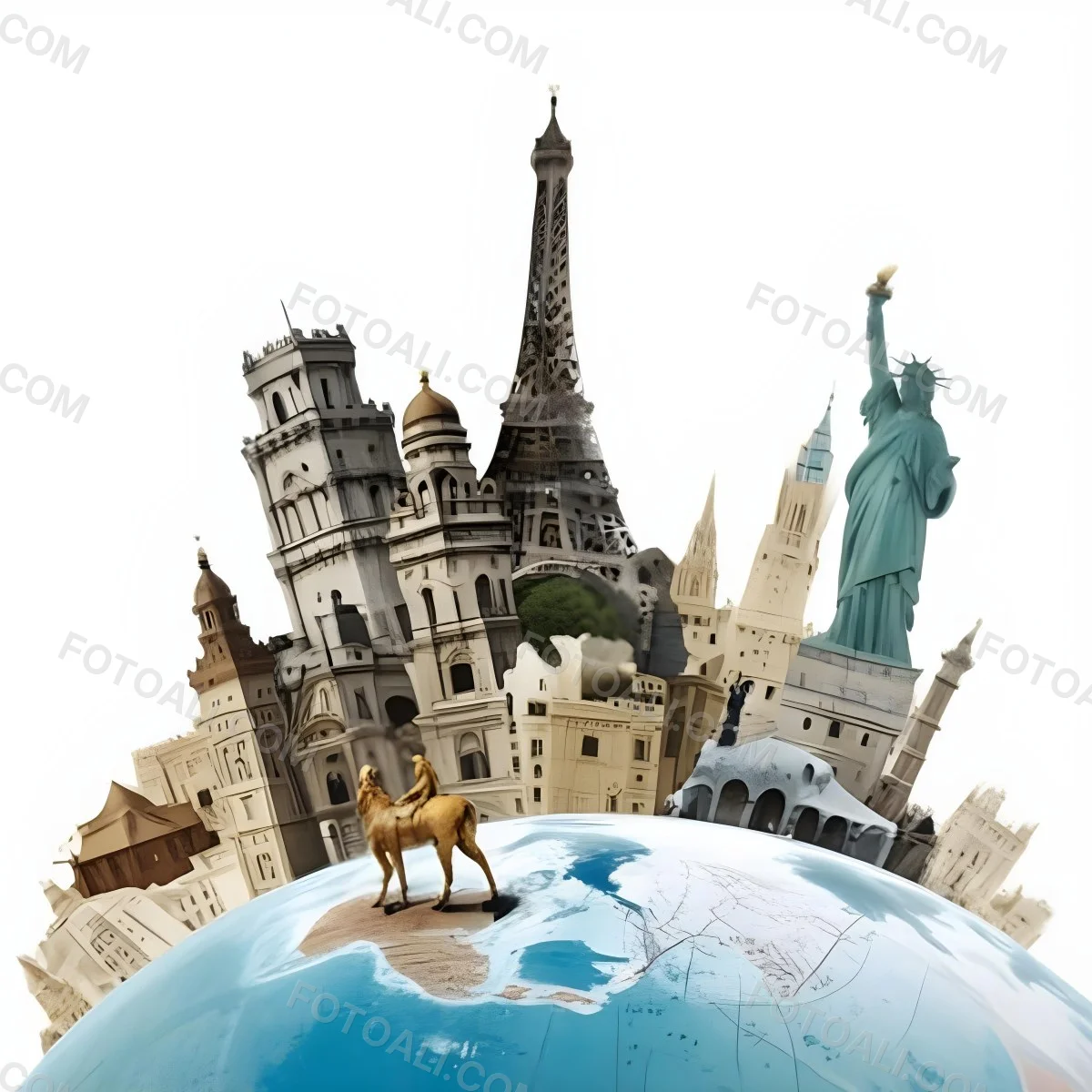 World Monuments On Top Of A World Globe 4 9a77