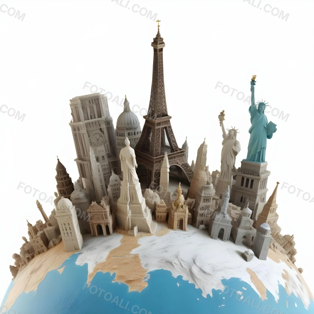 World Monuments On Top Of A World Globe 5 Cb9b