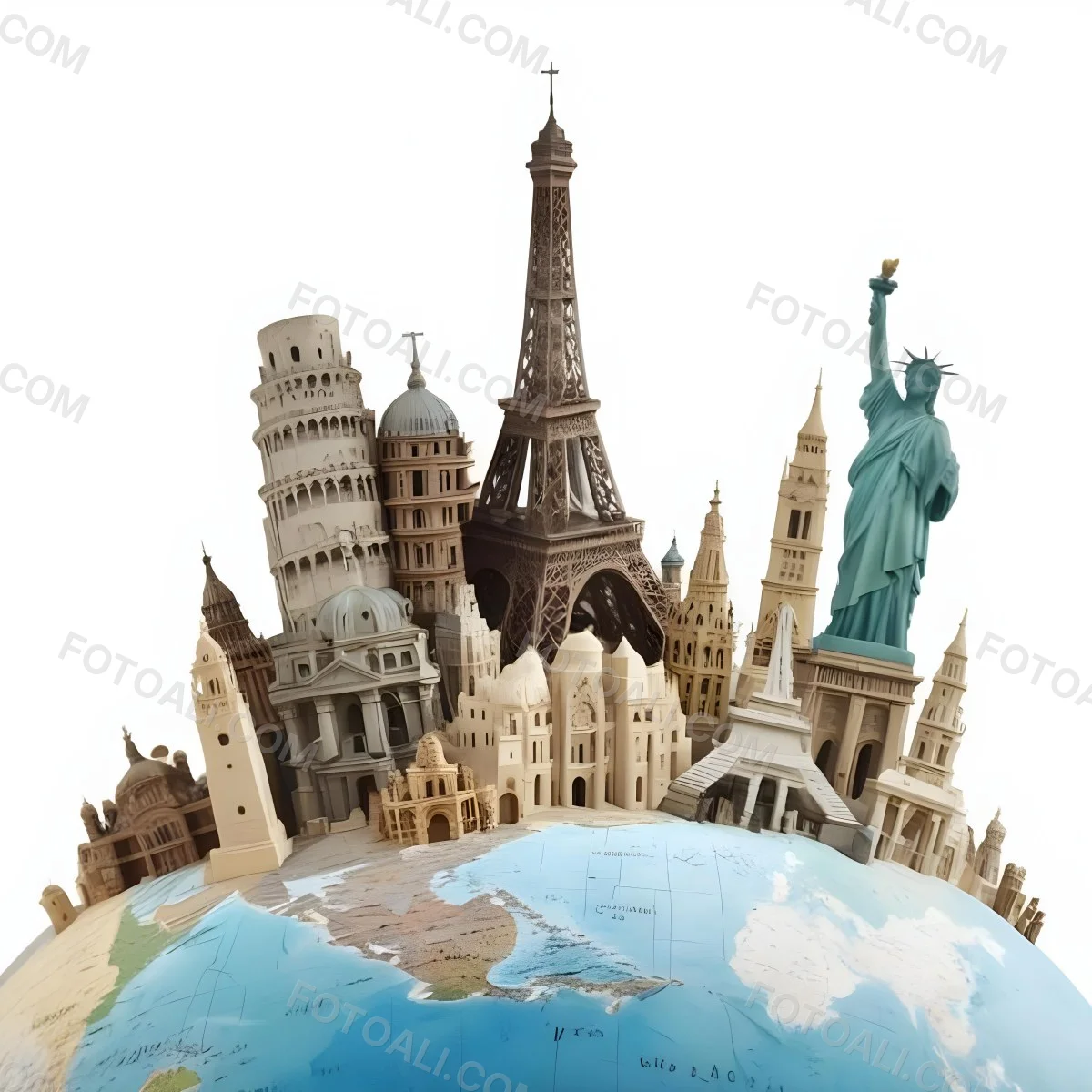 World Monuments On Top Of A World Globe 6 Fa00
