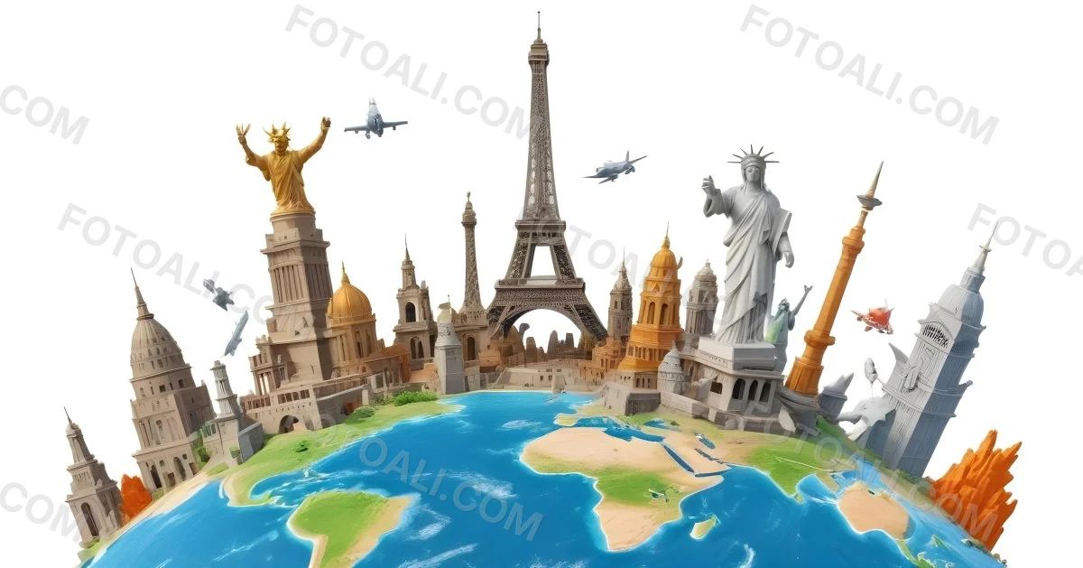 World Monuments On Top Of The World White Background 12 750a