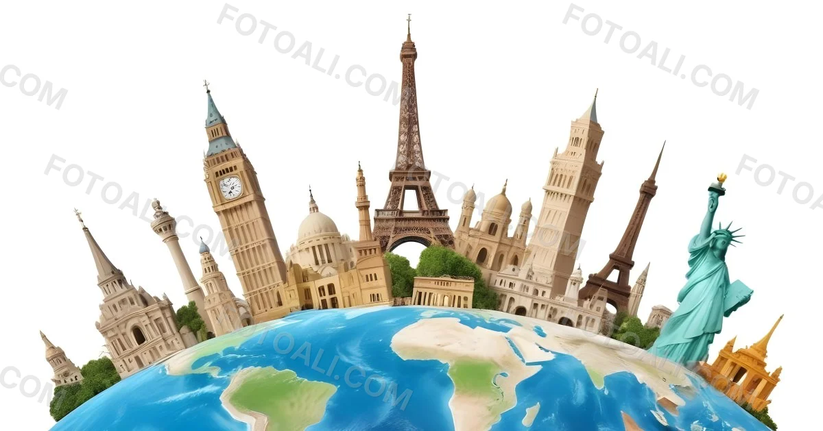 World Monuments On Top Of The World White Background 17 D048