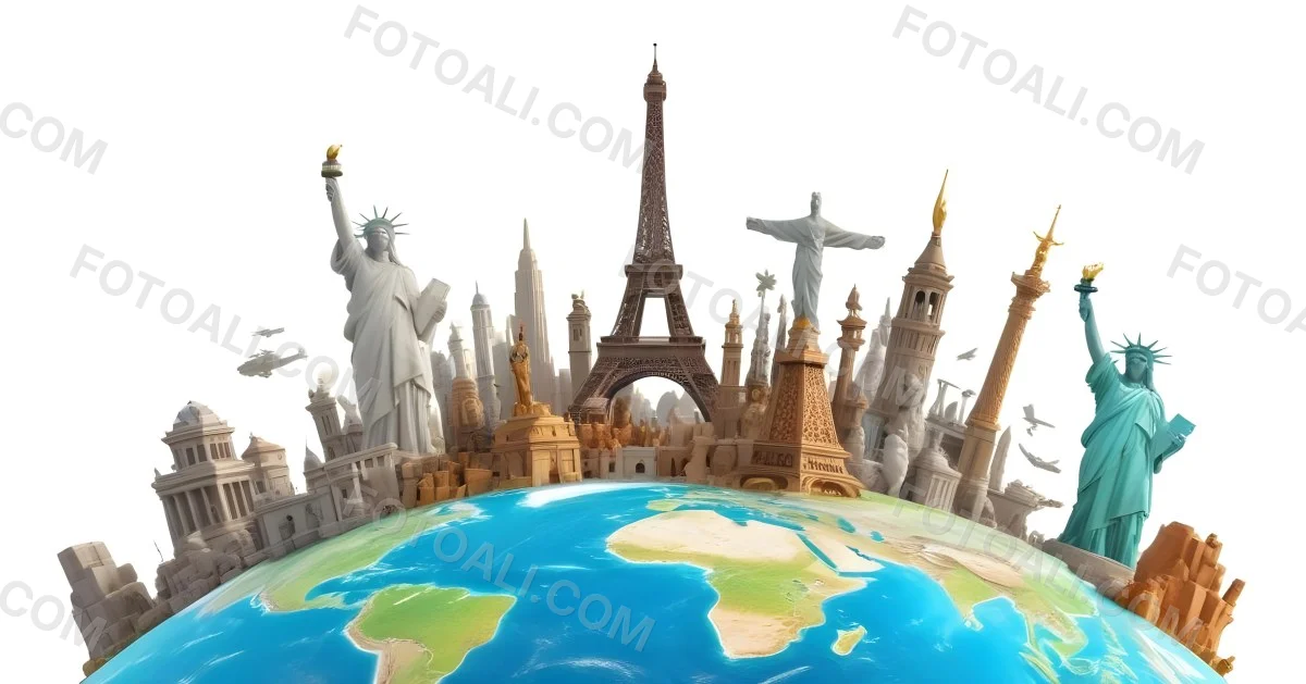 World Monuments On Top Of The World White Background 20 716b